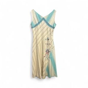 VTG April Cornell Dress Boho Embroidered Beaded XS Oversized Cottagecore